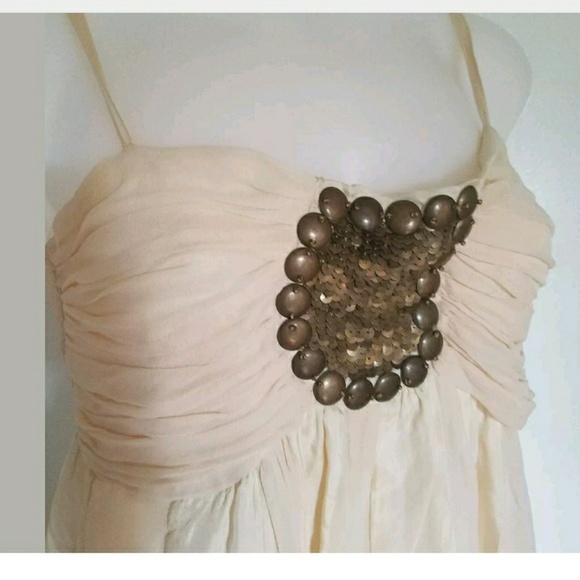 Hannah Jo Desiger 100% Silk Dress Ivory Large - Picture 2 of 7